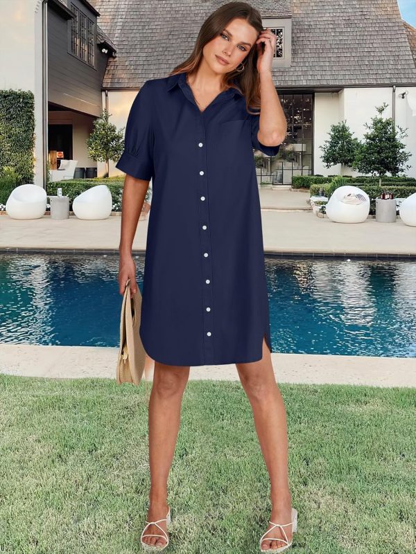 ANRABESS Womens Button Down Shirt Dress Summer Short Sleeve Business Casual Shift Dresses with Pockets 2025 Trendy - Image 4