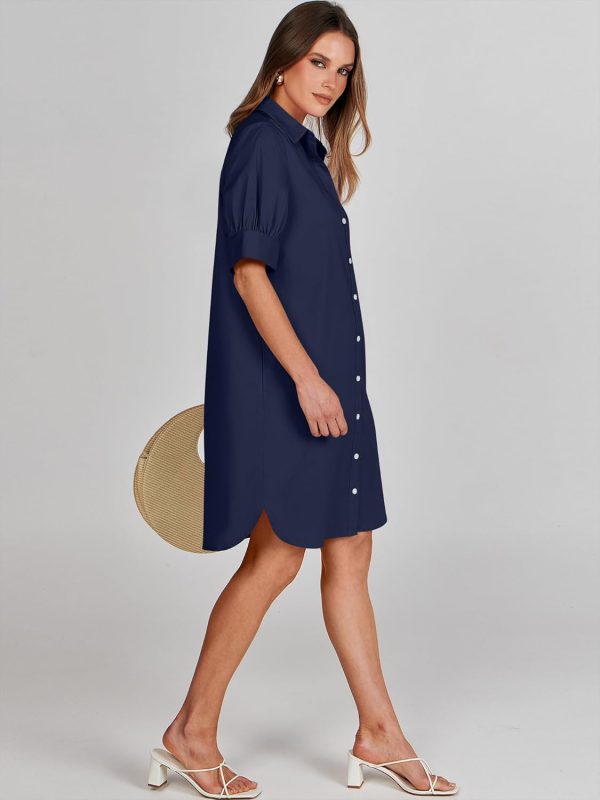 ANRABESS Womens Button Down Shirt Dress Summer Short Sleeve Business Casual Shift Dresses with Pockets 2025 Trendy - Image 7