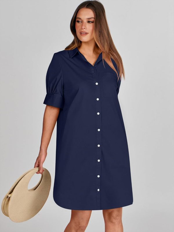 ANRABESS Womens Button Down Shirt Dress Summer Short Sleeve Business Casual Shift Dresses with Pockets 2025 Trendy - Image 8