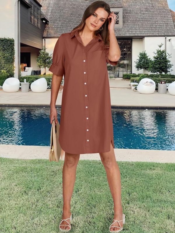 ANRABESS Womens Button Down Shirt Dress Summer Short Sleeve Business Casual Shift Dresses with Pockets 2025 Trendy - Image 12