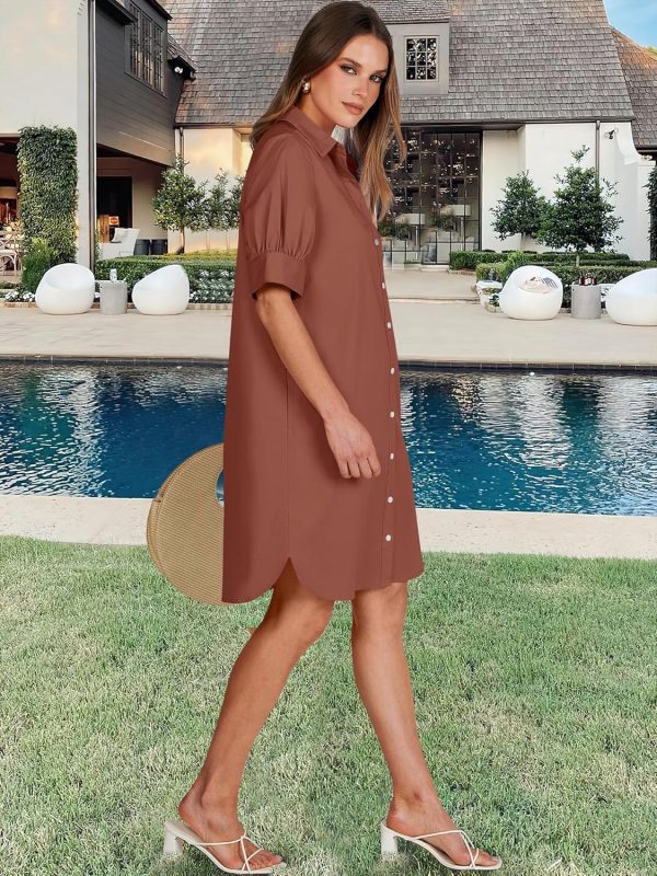 ANRABESS Womens Button Down Shirt Dress Summer Short Sleeve Business Casual Shift Dresses with Pockets 2025 Trendy - Image 13