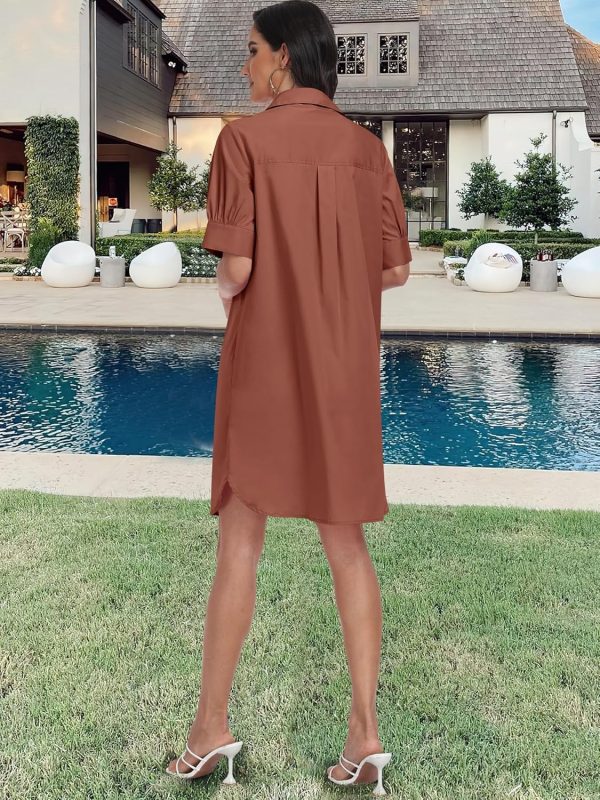 ANRABESS Womens Button Down Shirt Dress Summer Short Sleeve Business Casual Shift Dresses with Pockets 2025 Trendy - Image 14