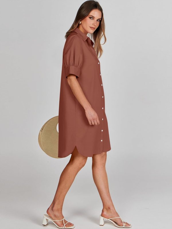 ANRABESS Womens Button Down Shirt Dress Summer Short Sleeve Business Casual Shift Dresses with Pockets 2025 Trendy - Image 15