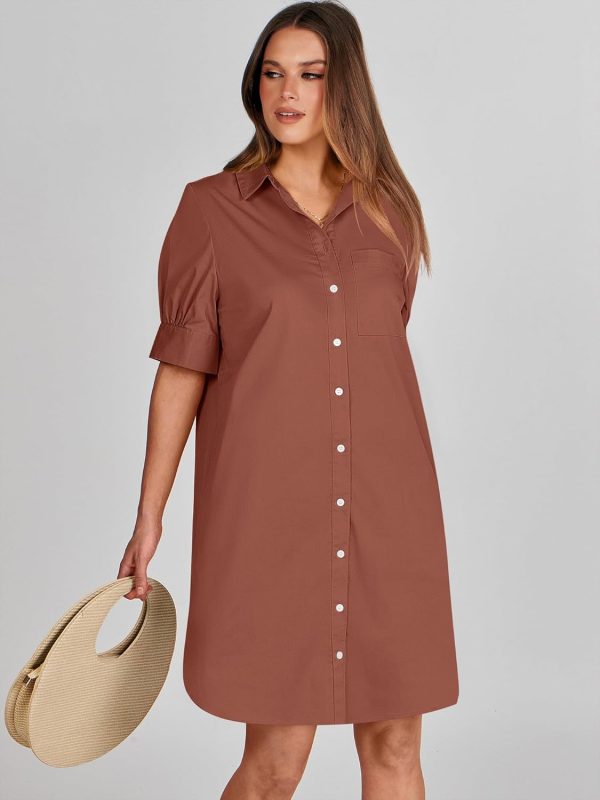 ANRABESS Womens Button Down Shirt Dress Summer Short Sleeve Business Casual Shift Dresses with Pockets 2025 Trendy - Image 16