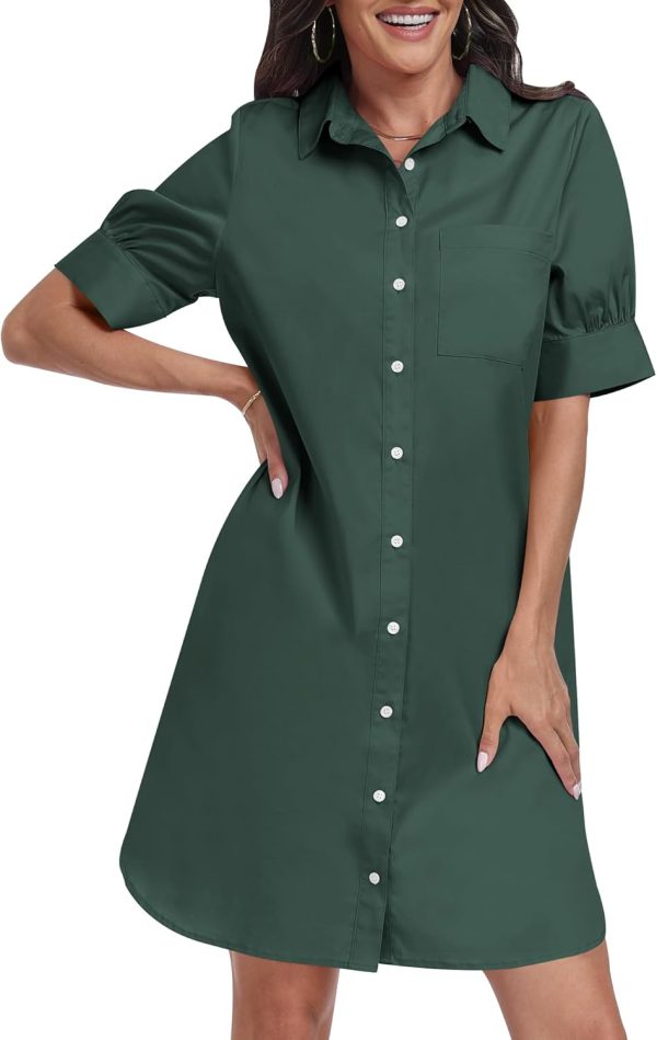 ANRABESS Womens Button Down Shirt Dress Summer Short Sleeve Business Casual Shift Dresses with Pockets 2025 Trendy - Image 17