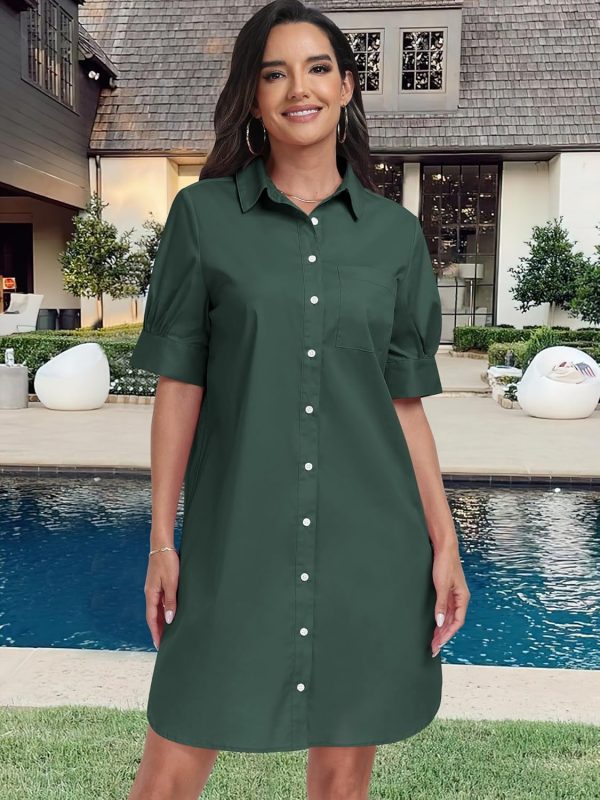 ANRABESS Womens Button Down Shirt Dress Summer Short Sleeve Business Casual Shift Dresses with Pockets 2025 Trendy - Image 18