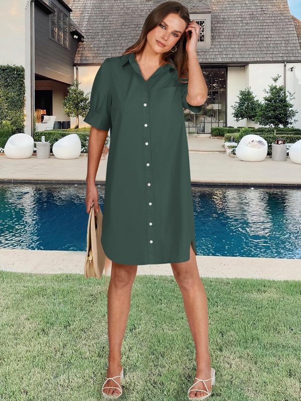 ANRABESS Womens Button Down Shirt Dress Summer Short Sleeve Business Casual Shift Dresses with Pockets 2025 Trendy - Image 20