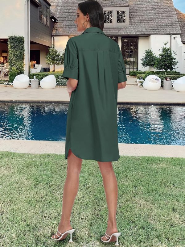 ANRABESS Womens Button Down Shirt Dress Summer Short Sleeve Business Casual Shift Dresses with Pockets 2025 Trendy - Image 22