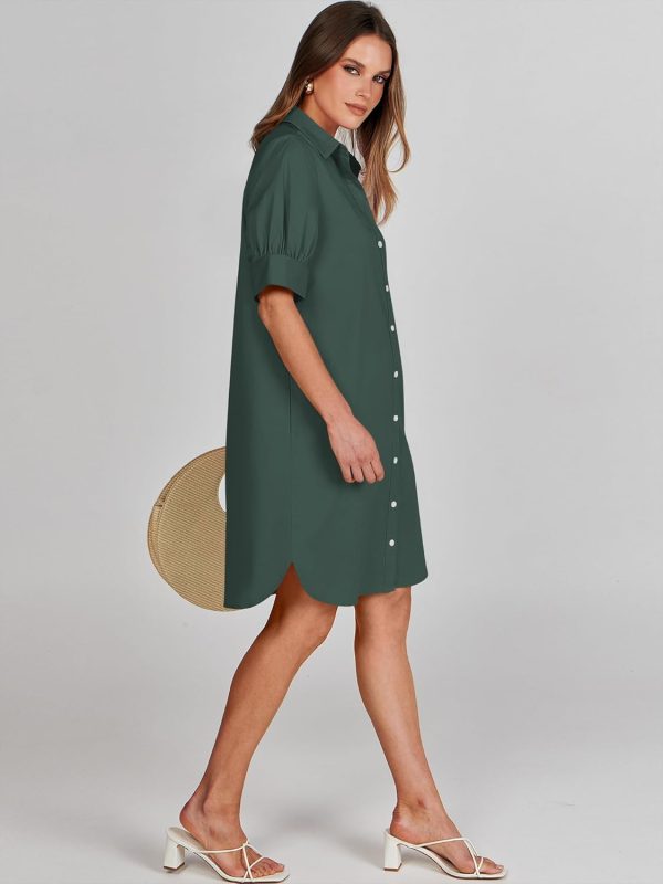 ANRABESS Womens Button Down Shirt Dress Summer Short Sleeve Business Casual Shift Dresses with Pockets 2025 Trendy - Image 23