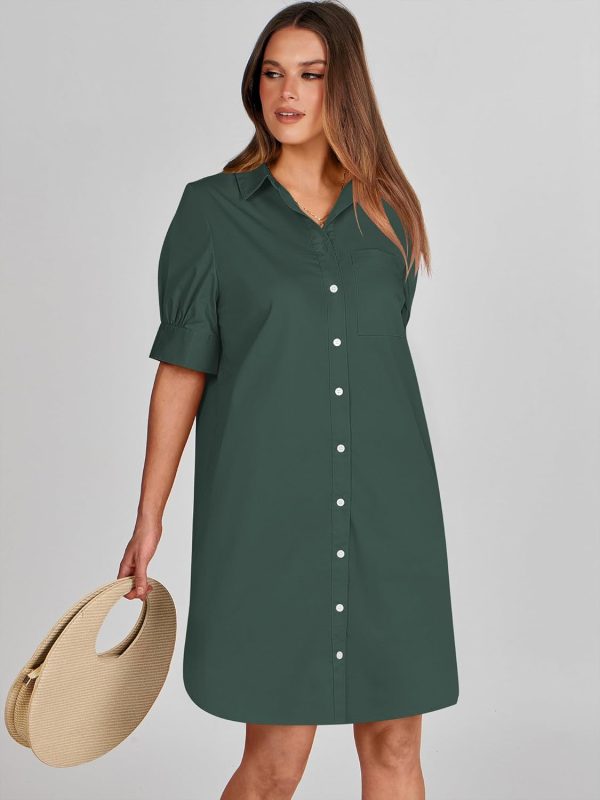 ANRABESS Womens Button Down Shirt Dress Summer Short Sleeve Business Casual Shift Dresses with Pockets 2025 Trendy - Image 24