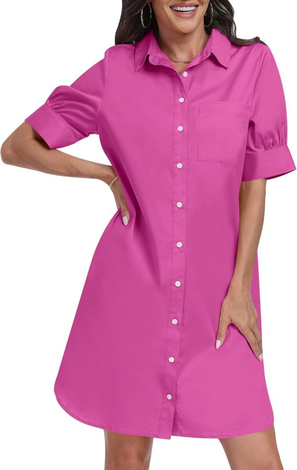 ANRABESS Womens Button Down Shirt Dress Summer Short Sleeve Business Casual Shift Dresses with Pockets 2025 Trendy - Image 25