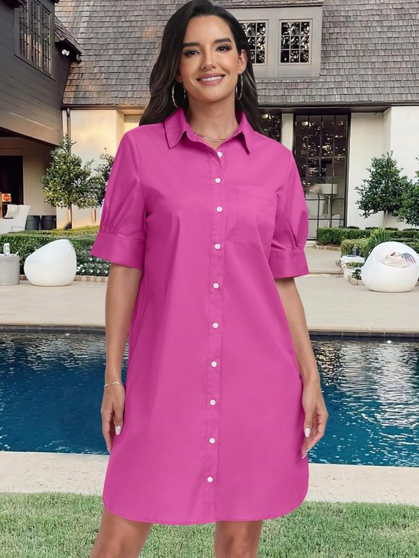 ANRABESS Womens Button Down Shirt Dress Summer Short Sleeve Business Casual Shift Dresses with Pockets 2025 Trendy - Image 26