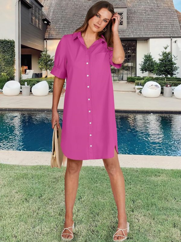 ANRABESS Womens Button Down Shirt Dress Summer Short Sleeve Business Casual Shift Dresses with Pockets 2025 Trendy - Image 28