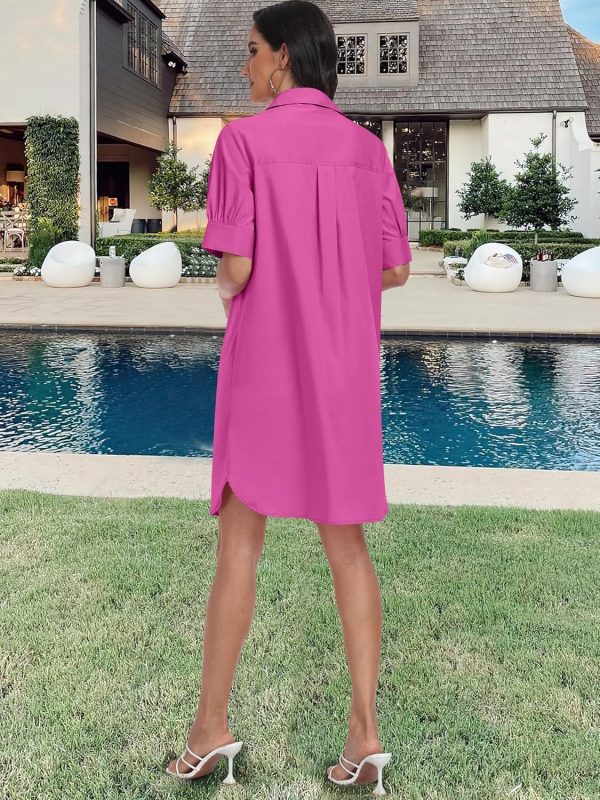 ANRABESS Womens Button Down Shirt Dress Summer Short Sleeve Business Casual Shift Dresses with Pockets 2025 Trendy - Image 30