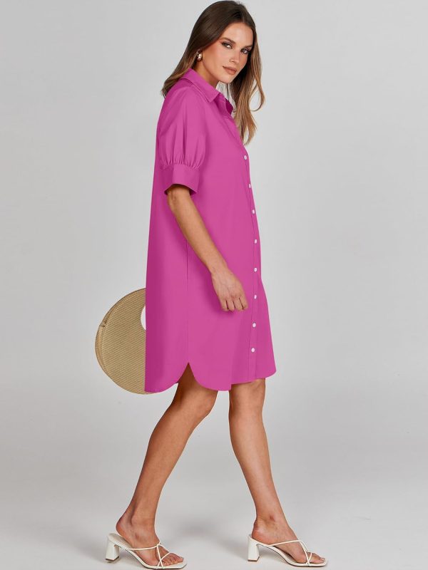 ANRABESS Womens Button Down Shirt Dress Summer Short Sleeve Business Casual Shift Dresses with Pockets 2025 Trendy - Image 31