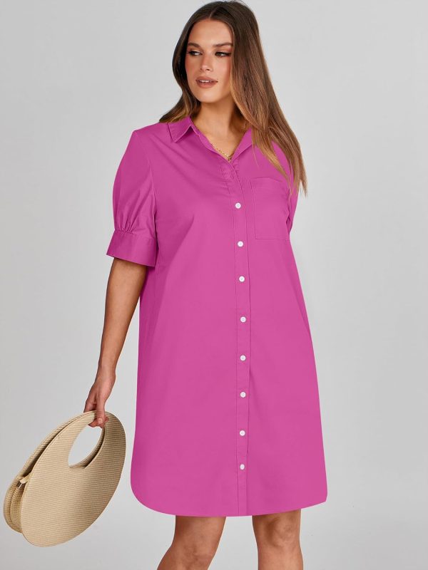 ANRABESS Womens Button Down Shirt Dress Summer Short Sleeve Business Casual Shift Dresses with Pockets 2025 Trendy - Image 32