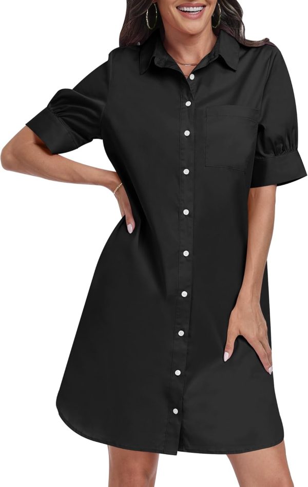 ANRABESS Womens Button Down Shirt Dress Summer Short Sleeve Business Casual Shift Dresses with Pockets 2025 Trendy - Image 33