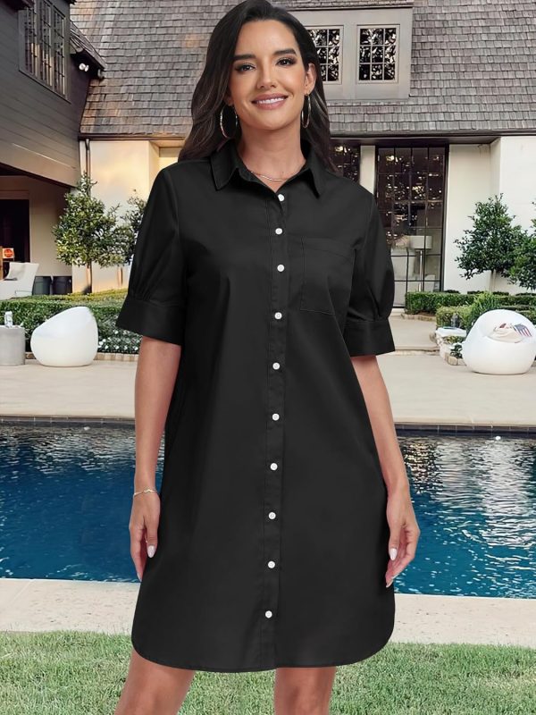 ANRABESS Womens Button Down Shirt Dress Summer Short Sleeve Business Casual Shift Dresses with Pockets 2025 Trendy - Image 34