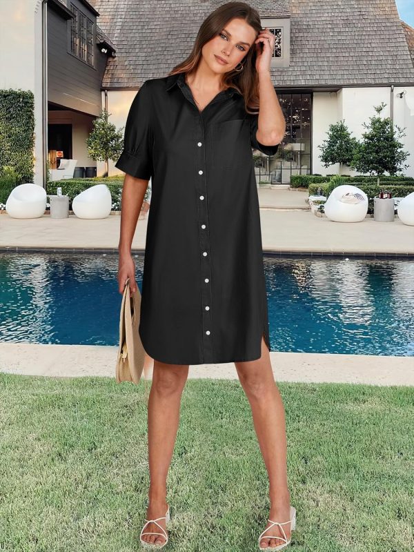 ANRABESS Womens Button Down Shirt Dress Summer Short Sleeve Business Casual Shift Dresses with Pockets 2025 Trendy - Image 36