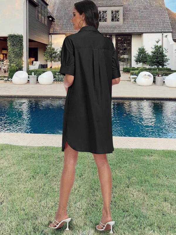 ANRABESS Womens Button Down Shirt Dress Summer Short Sleeve Business Casual Shift Dresses with Pockets 2025 Trendy - Image 38