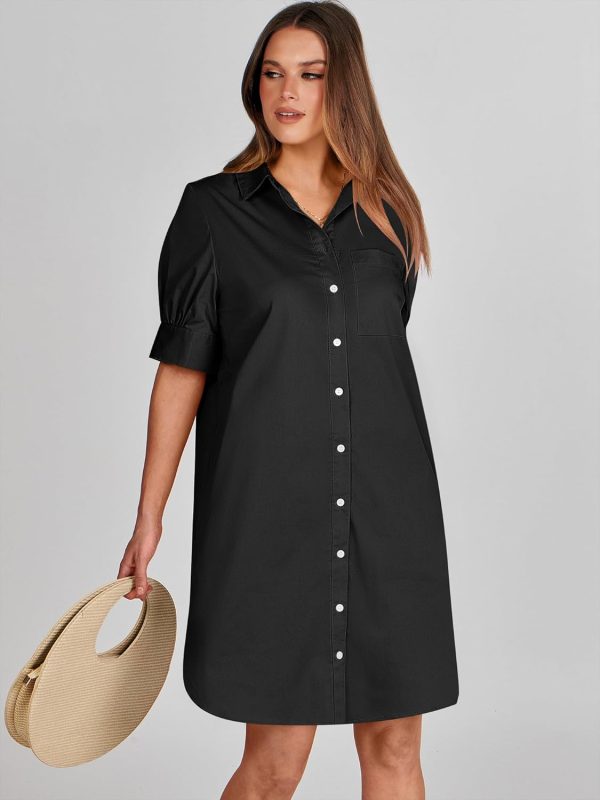 ANRABESS Womens Button Down Shirt Dress Summer Short Sleeve Business Casual Shift Dresses with Pockets 2025 Trendy - Image 40