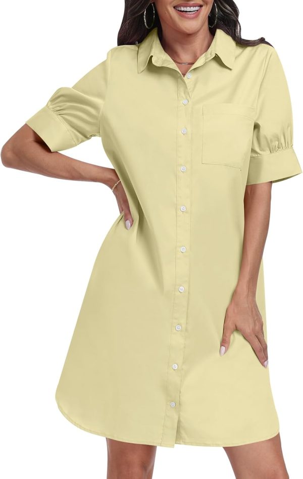 ANRABESS Womens Button Down Shirt Dress Summer Short Sleeve Business Casual Shift Dresses with Pockets 2025 Trendy - Image 41