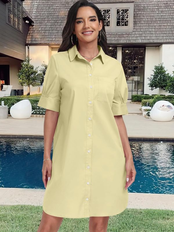 ANRABESS Womens Button Down Shirt Dress Summer Short Sleeve Business Casual Shift Dresses with Pockets 2025 Trendy - Image 42
