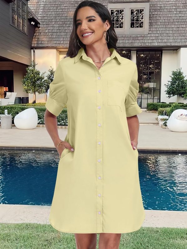ANRABESS Womens Button Down Shirt Dress Summer Short Sleeve Business Casual Shift Dresses with Pockets 2025 Trendy - Image 43