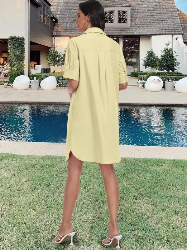 ANRABESS Womens Button Down Shirt Dress Summer Short Sleeve Business Casual Shift Dresses with Pockets 2025 Trendy - Image 46