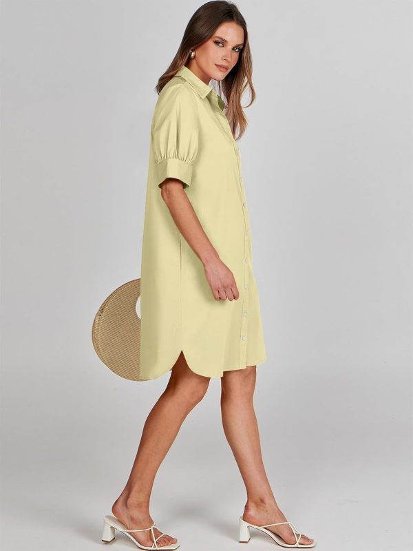 ANRABESS Womens Button Down Shirt Dress Summer Short Sleeve Business Casual Shift Dresses with Pockets 2025 Trendy - Image 47