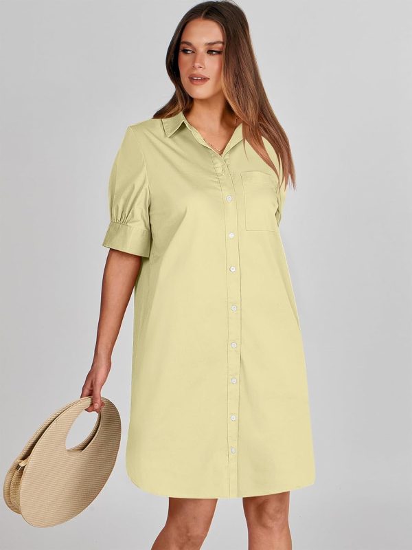 ANRABESS Womens Button Down Shirt Dress Summer Short Sleeve Business Casual Shift Dresses with Pockets 2025 Trendy - Image 48