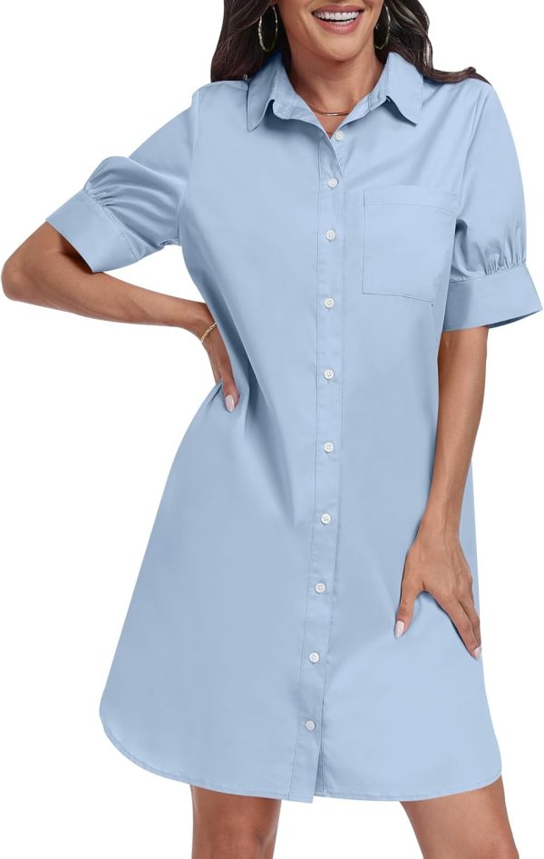 ANRABESS Womens Button Down Shirt Dress Summer Short Sleeve Business Casual Shift Dresses with Pockets 2025 Trendy - Image 50