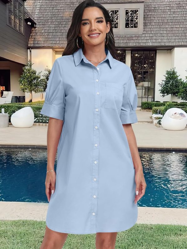 ANRABESS Womens Button Down Shirt Dress Summer Short Sleeve Business Casual Shift Dresses with Pockets 2025 Trendy - Image 51