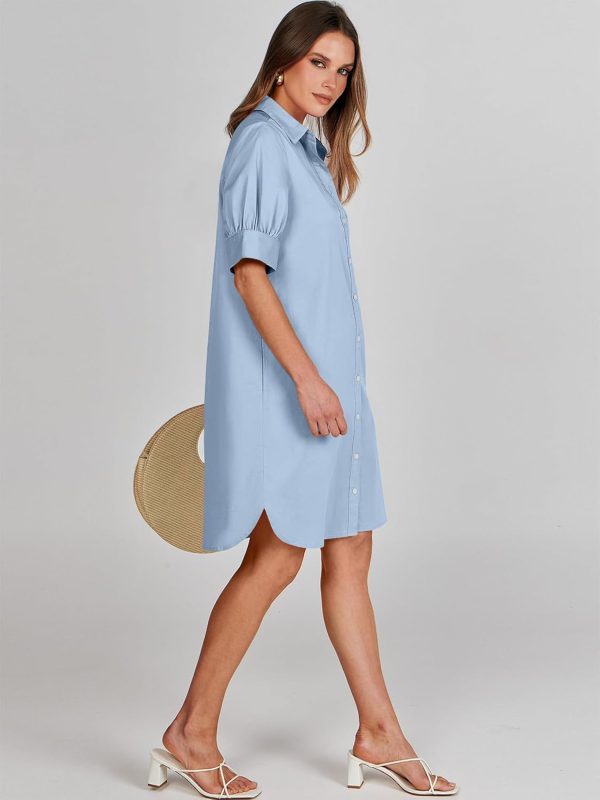ANRABESS Womens Button Down Shirt Dress Summer Short Sleeve Business Casual Shift Dresses with Pockets 2025 Trendy - Image 56