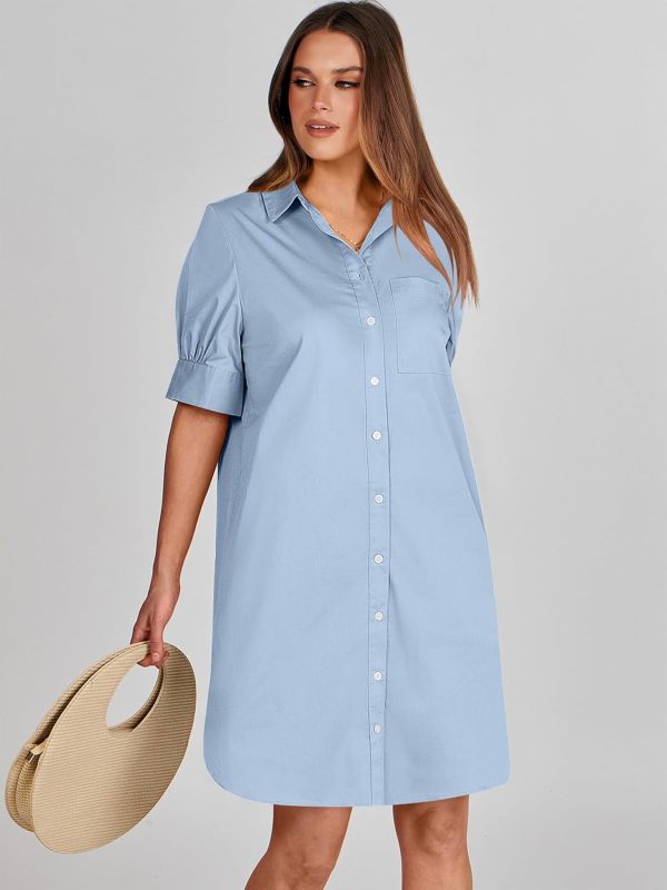 ANRABESS Womens Button Down Shirt Dress Summer Short Sleeve Business Casual Shift Dresses with Pockets 2025 Trendy - Image 57