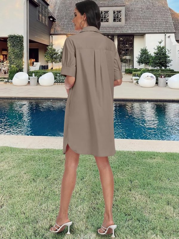 ANRABESS Womens Button Down Shirt Dress Summer Short Sleeve Business Casual Shift Dresses with Pockets 2025 Trendy - Image 63