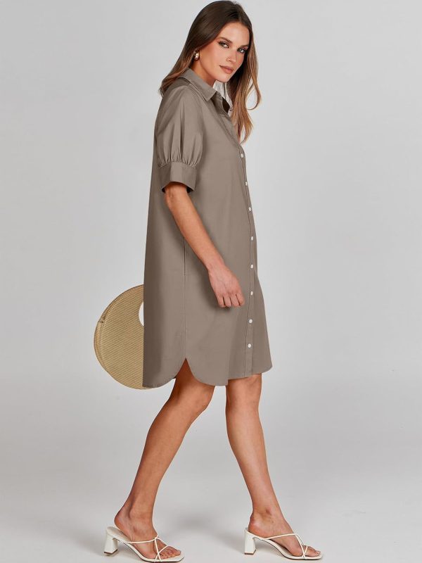 ANRABESS Womens Button Down Shirt Dress Summer Short Sleeve Business Casual Shift Dresses with Pockets 2025 Trendy - Image 64