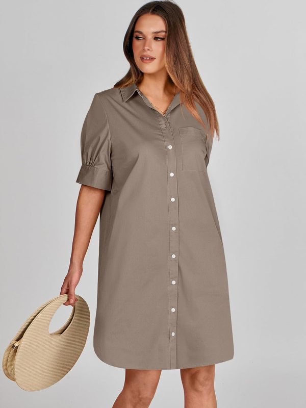 ANRABESS Womens Button Down Shirt Dress Summer Short Sleeve Business Casual Shift Dresses with Pockets 2025 Trendy - Image 65