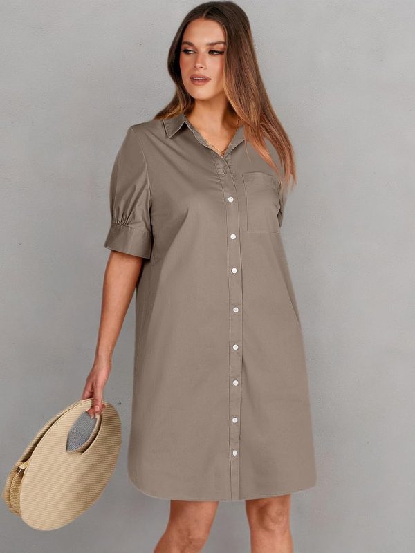 ANRABESS Womens Button Down Shirt Dress Summer Short Sleeve Business Casual Shift Dresses with Pockets 2025 Trendy - Image 66