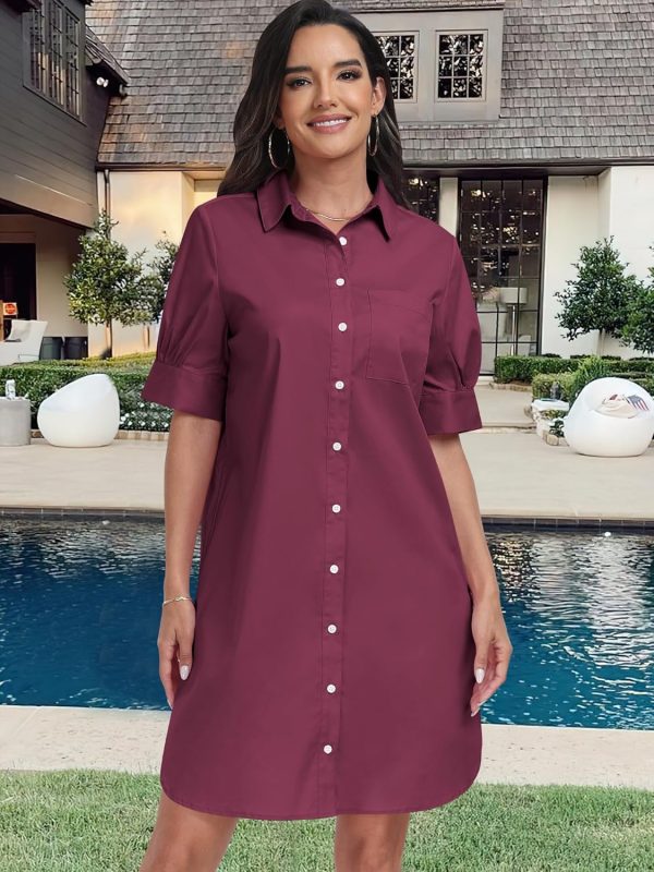 ANRABESS Womens Button Down Shirt Dress Summer Short Sleeve Business Casual Shift Dresses with Pockets 2025 Trendy - Image 68