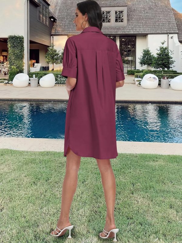 ANRABESS Womens Button Down Shirt Dress Summer Short Sleeve Business Casual Shift Dresses with Pockets 2025 Trendy - Image 72