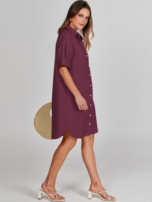 ANRABESS Womens Button Down Shirt Dress Summer Short Sleeve Business Casual Shift Dresses with Pockets 2025 Trendy - Image 73