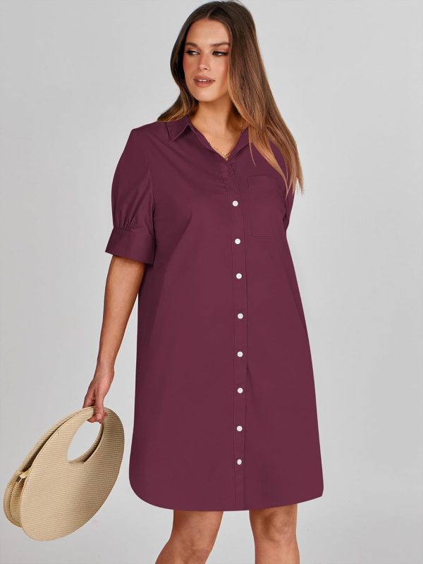 ANRABESS Womens Button Down Shirt Dress Summer Short Sleeve Business Casual Shift Dresses with Pockets 2025 Trendy - Image 74