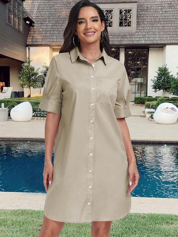 ANRABESS Womens Button Down Shirt Dress Summer Short Sleeve Business Casual Shift Dresses with Pockets 2025 Trendy - Image 76
