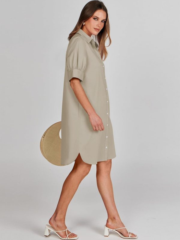 ANRABESS Womens Button Down Shirt Dress Summer Short Sleeve Business Casual Shift Dresses with Pockets 2025 Trendy - Image 81