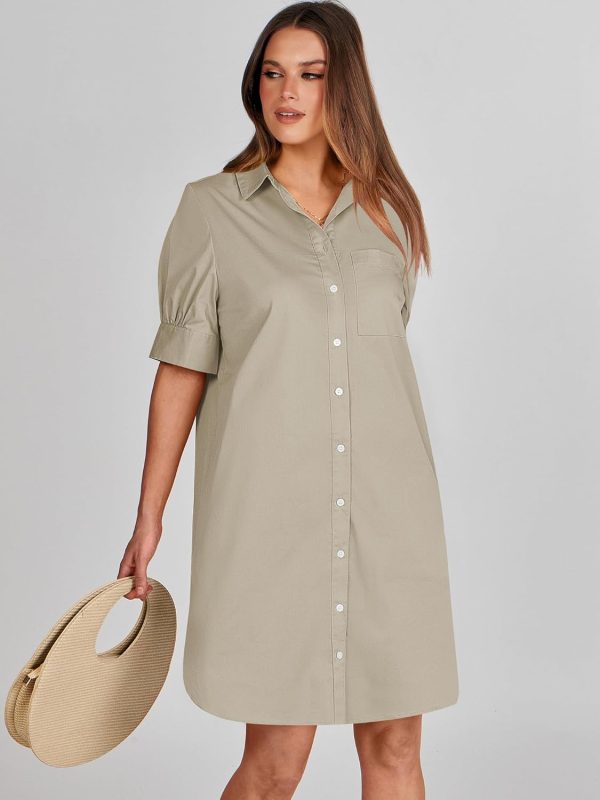 ANRABESS Womens Button Down Shirt Dress Summer Short Sleeve Business Casual Shift Dresses with Pockets 2025 Trendy - Image 82