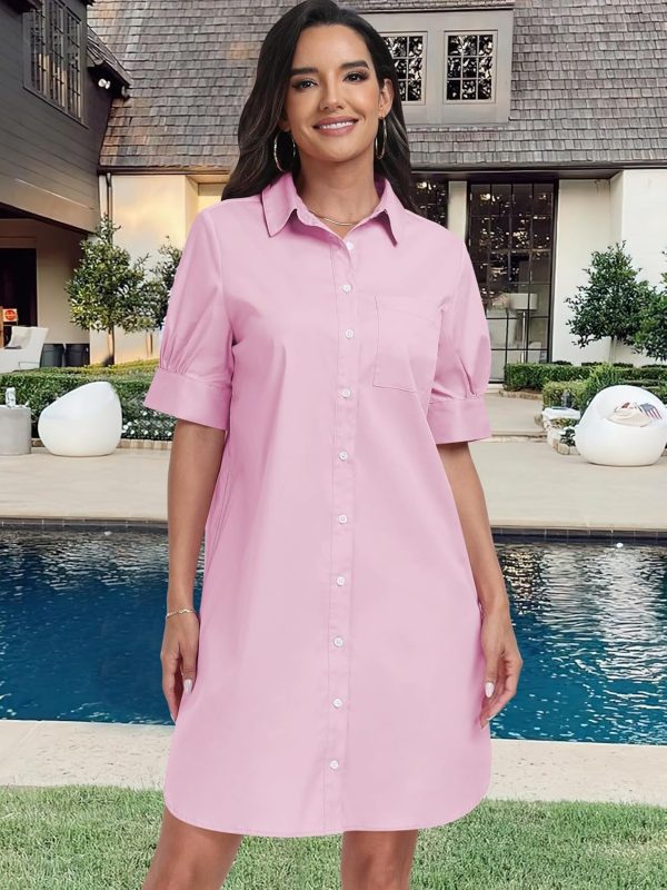 ANRABESS Womens Button Down Shirt Dress Summer Short Sleeve Business Casual Shift Dresses with Pockets 2025 Trendy - Image 84