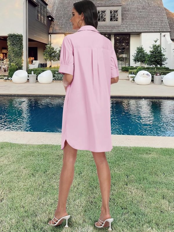 ANRABESS Womens Button Down Shirt Dress Summer Short Sleeve Business Casual Shift Dresses with Pockets 2025 Trendy - Image 88