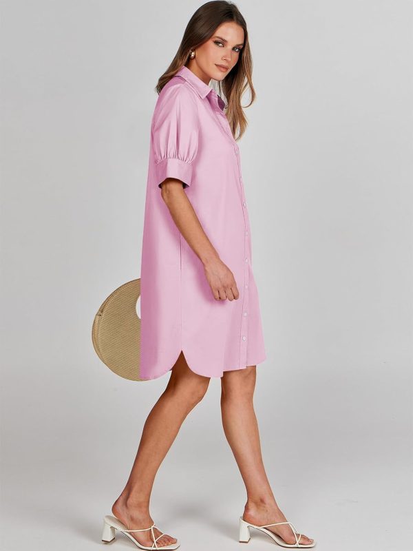 ANRABESS Womens Button Down Shirt Dress Summer Short Sleeve Business Casual Shift Dresses with Pockets 2025 Trendy - Image 89