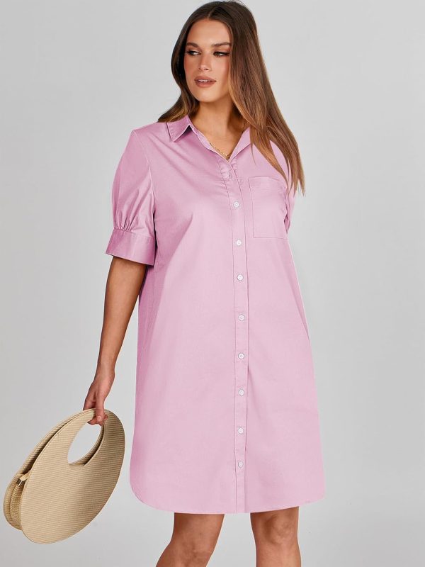 ANRABESS Womens Button Down Shirt Dress Summer Short Sleeve Business Casual Shift Dresses with Pockets 2025 Trendy - Image 90